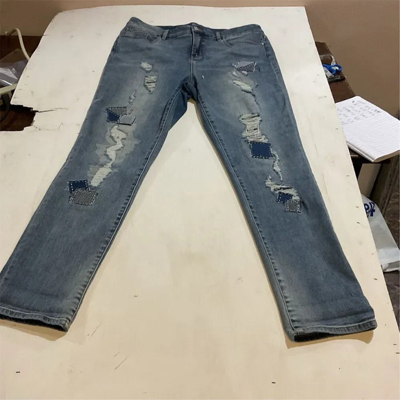 Women's Distressed Girlfriend Ankle Jeans Blue Size 1/26​ - Picture 1 of 8